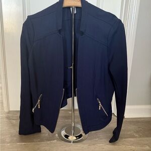 White House Black Market Dark Blue Blazer with Zipper Accents